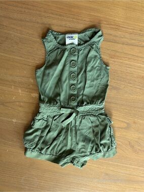 OshKosh B'gosh Olive Green Button-Front Sleeveless Utility Romper